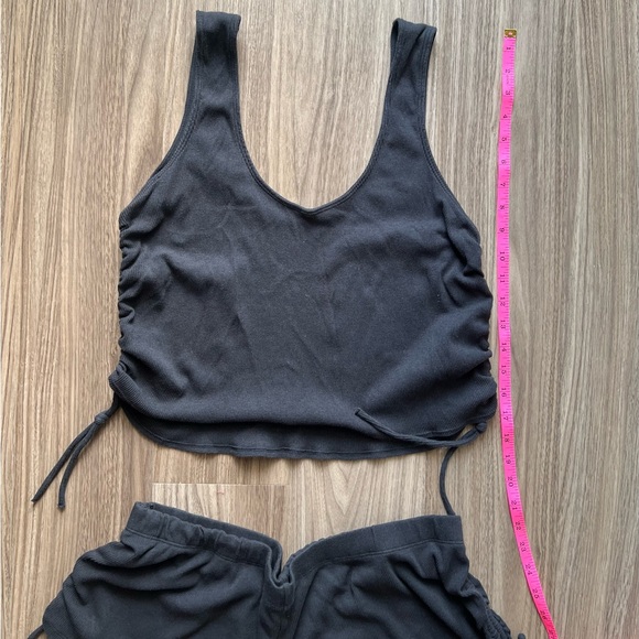 Lane Bryant Ribbed Ruched Short and Cropped Tank Top Set Black - Picture 8 of 12